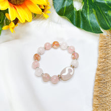 Load image into Gallery viewer, Money Hook Dzi, Rose Quartz, White Jade, Sakura Agate Crystal Bracelet
