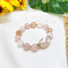 Load image into Gallery viewer, Money Hook Dzi, Rose Quartz, White Jade, Sakura Agate Crystal Bracelet
