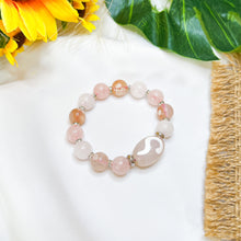 Load image into Gallery viewer, Money Hook Dzi, Rose Quartz, White Jade, Sakura Agate Crystal Bracelet
