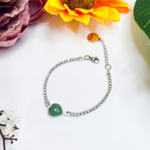 Load image into Gallery viewer, Green Aventurine Heart Signature Tennis Crystal Chain Crystal Bracelet
