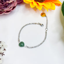 Load image into Gallery viewer, Green Aventurine Heart Signature Tennis Crystal Chain Crystal Bracelet
