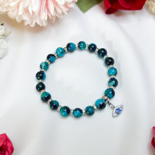 Load image into Gallery viewer, Chrysocolla (w/ Silver Evil Eye Charm) Crystal Bracelet
