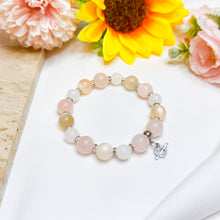 Load image into Gallery viewer, Honey Peach (Rose Quartz, Peach Moonstone, White Jade) Crystal Bracelet
