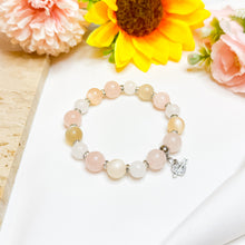 Load image into Gallery viewer, Honey Peach (Rose Quartz, Peach Moonstone, White Jade) Crystal Bracelet
