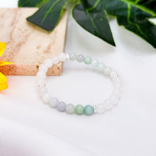 Load image into Gallery viewer, Mini Green Jade x Icy White Jade Crystal Bracelet (304 Stainless Steel Spacers)

