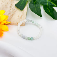 Load image into Gallery viewer, Mini Green Jade x Icy White Jade Crystal Bracelet (304 Stainless Steel Spacers)
