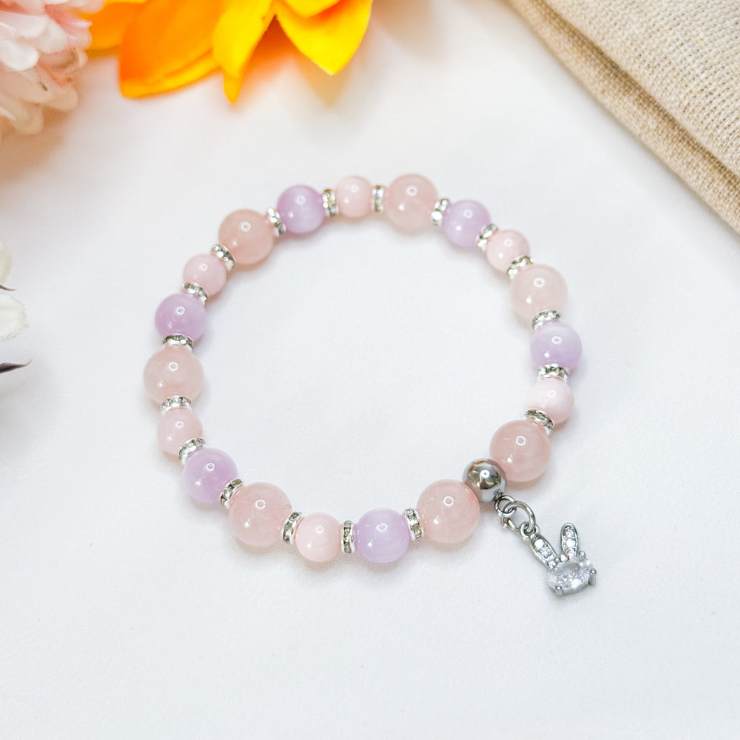 Baby Doll (Kunzite, Rose Quartz, Mexico Grade 3A Pink Opal) Crystal Bracelet
