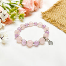 Load image into Gallery viewer, Pixie Dust (Kunzite, Rose Quartz, S925 Heart Charm) Crystal Bracelet
