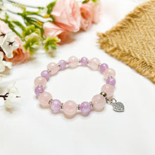 Load image into Gallery viewer, Pixie Dust (Kunzite, Rose Quartz, S925 Heart Charm) Crystal Bracelet
