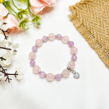 Load image into Gallery viewer, Pixie Dust (Kunzite, Rose Quartz, S925 Heart Charm) Crystal Bracelet
