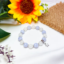 Load image into Gallery viewer, Blue Snow (Blue Lace Agate, White Jade) Crystal Bracelet
