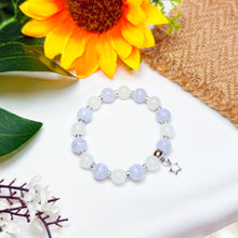 Load image into Gallery viewer, Blue Snow (Blue Lace Agate, White Jade) Crystal Bracelet
