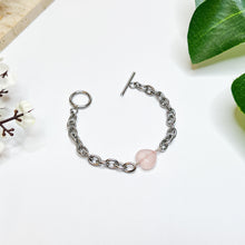 Load image into Gallery viewer, Rose Quartz Tarnish Resistant 304 Stainless Steel Crystal Bracelet
