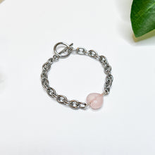 Load image into Gallery viewer, Rose Quartz Tarnish Resistant 304 Stainless Steel Crystal Bracelet
