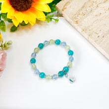Load image into Gallery viewer, Minty Melon (Santa Maria Aquamarine, Peru Amazonite, Prehnite) Crystal Bracelet

