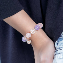 Load image into Gallery viewer, Lavender Rose Crystal Bracelet (Lavender Quartz, Rose Quartz, Clear Quartz)
