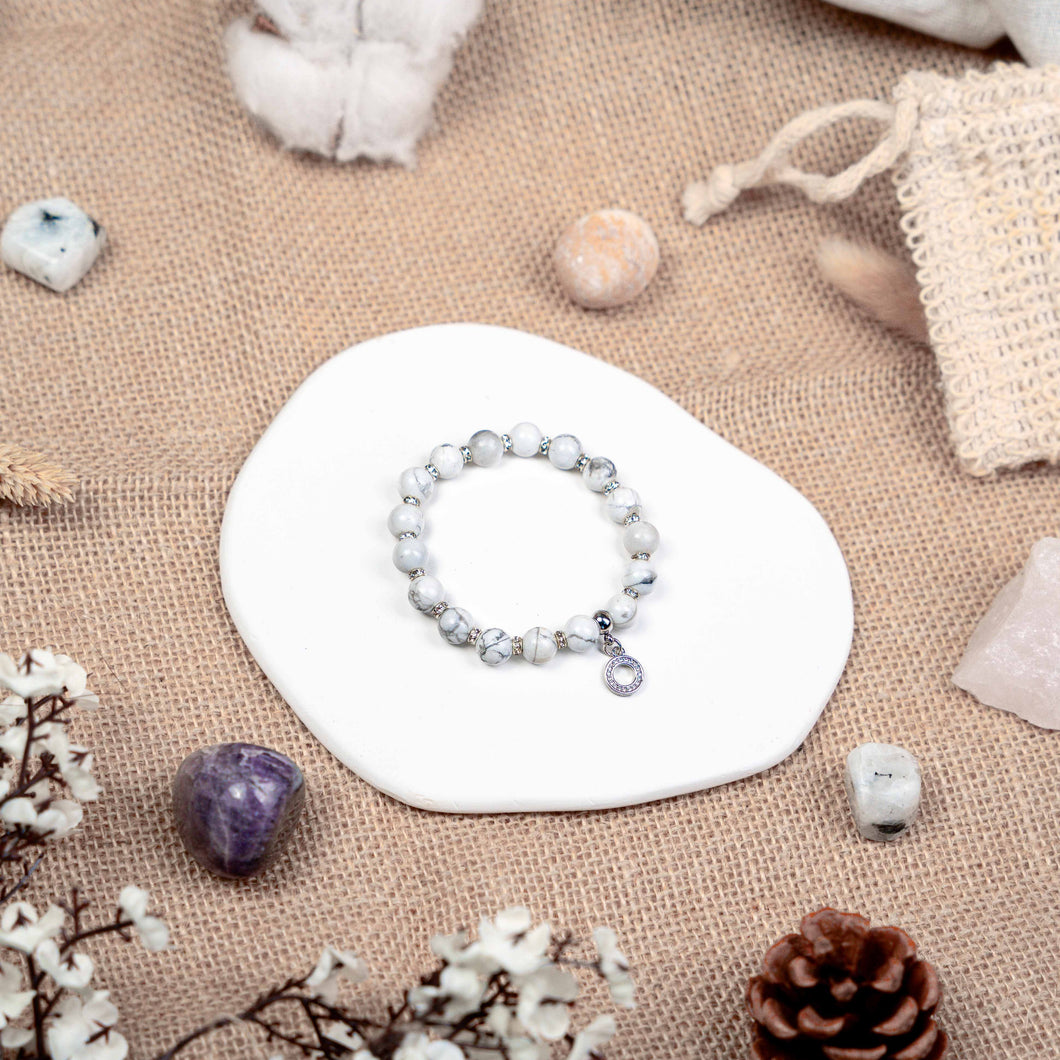 Howlite (S925 Circle) Crystal Bracelet