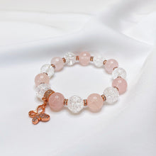 Load image into Gallery viewer, Rose Quartz x Frosted Quartz (Rose Gold Butterfly Charm)
