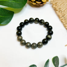 Load image into Gallery viewer, Pyrite x Golden Sheen Obsidian Crystal Bracelet
