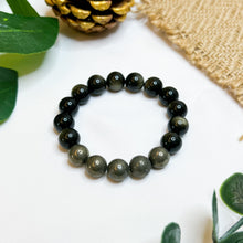 Load image into Gallery viewer, Pyrite x Golden Sheen Obsidian Crystal Bracelet
