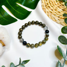 Load image into Gallery viewer, Fortune Four (Labradorite, Pyrite, Black Rutile, Blue Tiger&#39;s Eye) Crystal Bracelet
