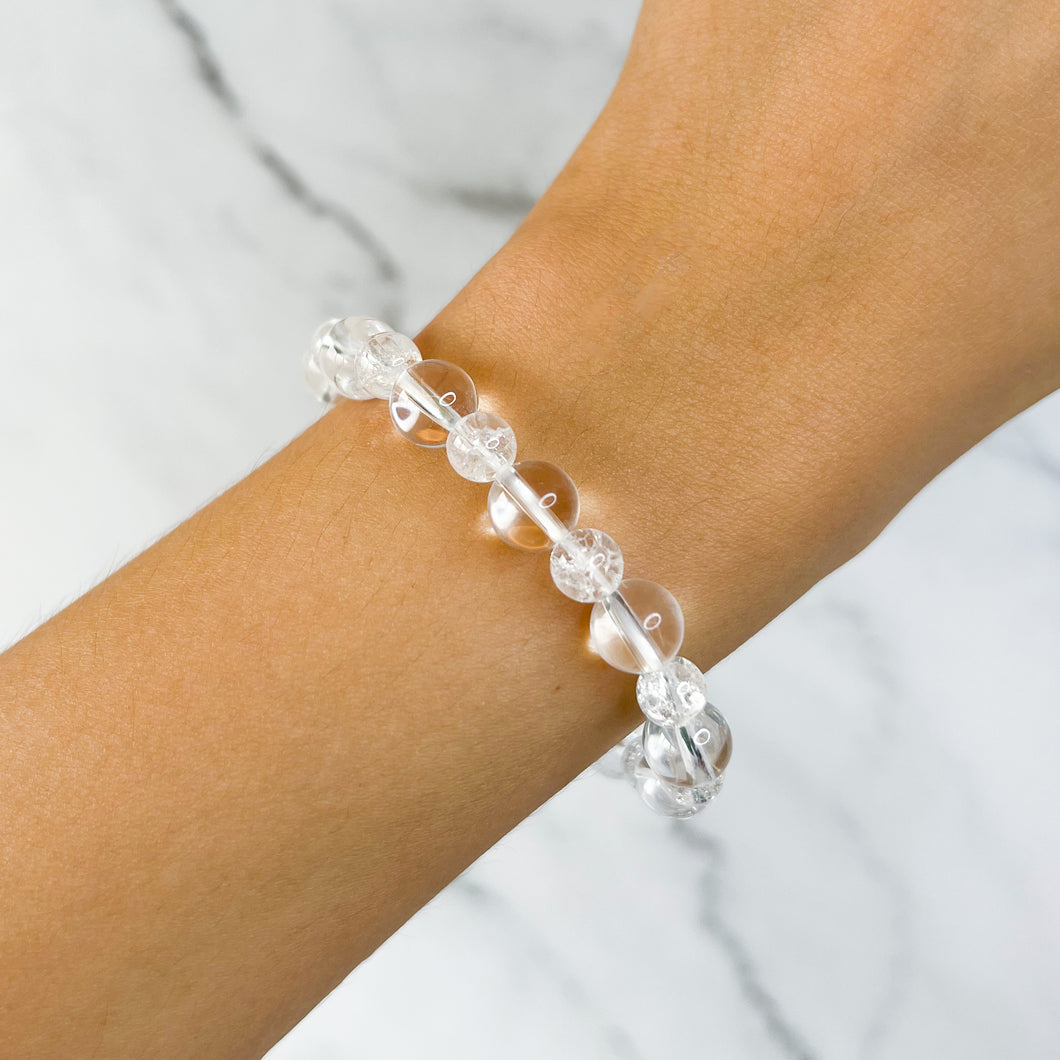 Clear Quartz x Frosted Quartz Crystal Bracelet