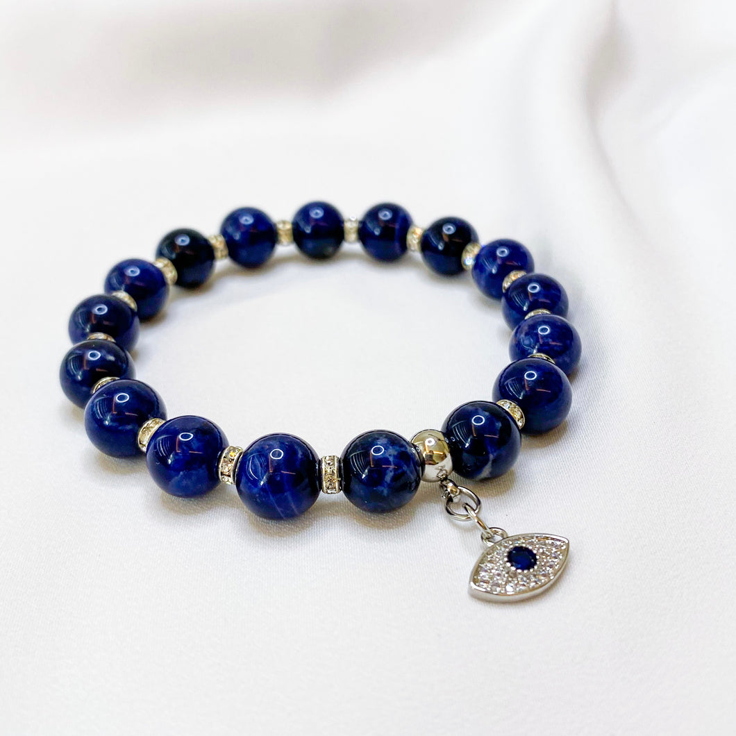 Sodalite (Silver Evil Eye Charm)