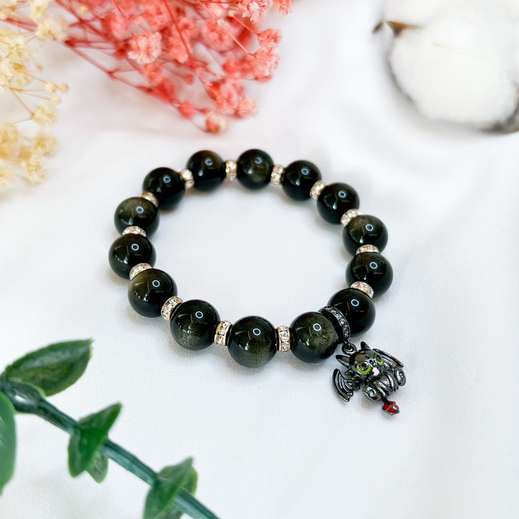 Golden Sheen Obsidian (w/ S925 Night Fury) Crystal Bracelet