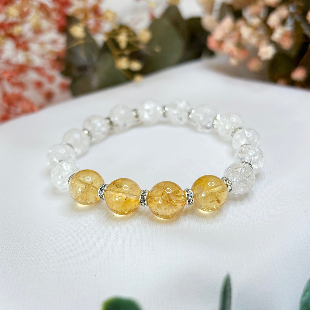 Citrine x Frosted Quartz Crystal Bracelet