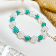 Load image into Gallery viewer, Amazonite &amp; Frosted Quartz Crystal Bracelet (S925 Fish Tail Charm)
