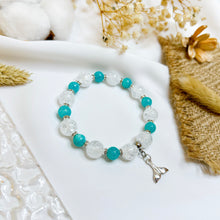 Load image into Gallery viewer, Amazonite &amp; Frosted Quartz Crystal Bracelet (S925 Fish Tail Charm)
