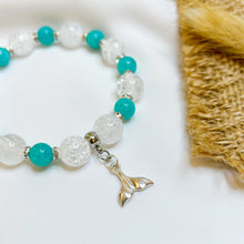 Load image into Gallery viewer, Amazonite &amp; Frosted Quartz Crystal Bracelet (S925 Fish Tail Charm)
