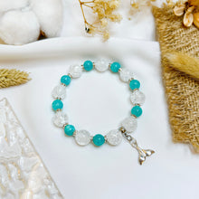 Load image into Gallery viewer, Amazonite &amp; Frosted Quartz Crystal Bracelet (S925 Fish Tail Charm)
