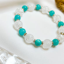 Load image into Gallery viewer, Amazonite &amp; Frosted Quartz Crystal Bracelet (S925 Fish Tail Charm)
