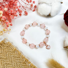 Load image into Gallery viewer, Rose Moon (Rose Quartz, Rainbow Moonstone, Heart Charm) Crystal Bracelet
